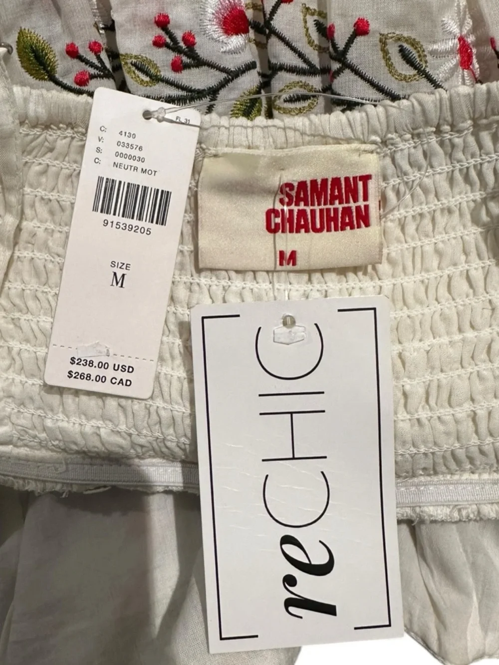 NWT Samant Chauhan X Anthropologie Cotton Embroidered Floral Cami Mini Dress